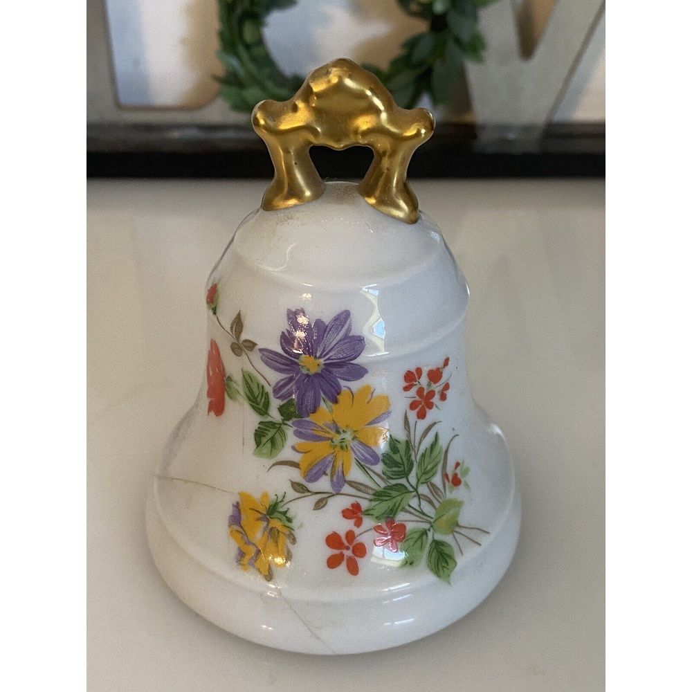 Vintage Bernardaud Limoges Porcelain Bell With Flower Motif Made In France‎ GUC